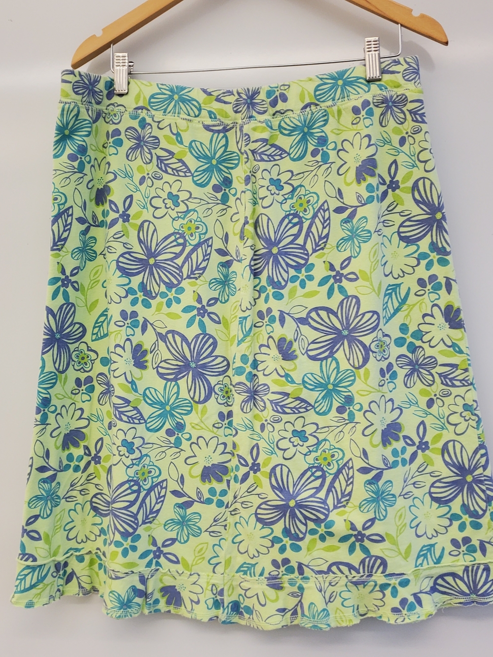 Fresh Produce Light Blue Floral and Line Green Multicolor Ruffle Skirts - Picture 7 of 13
